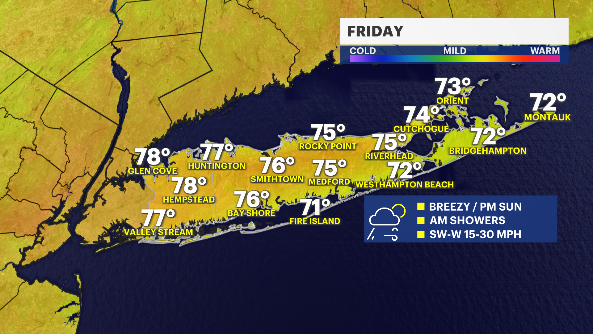 Possible showers early Friday, warm and windy weather ahead of the weekend