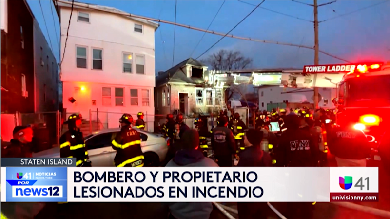 Story image: Univision 41 News Brief: Bombero y propietario lesionados en incendio