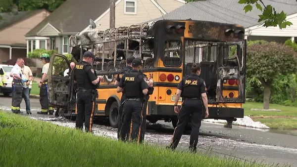 Students escape injury after school bus bursts into flames in Sayreville