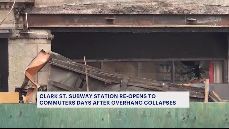 Story image: Clark Street station reopens after awning collapse, as hotel faces scrutiny