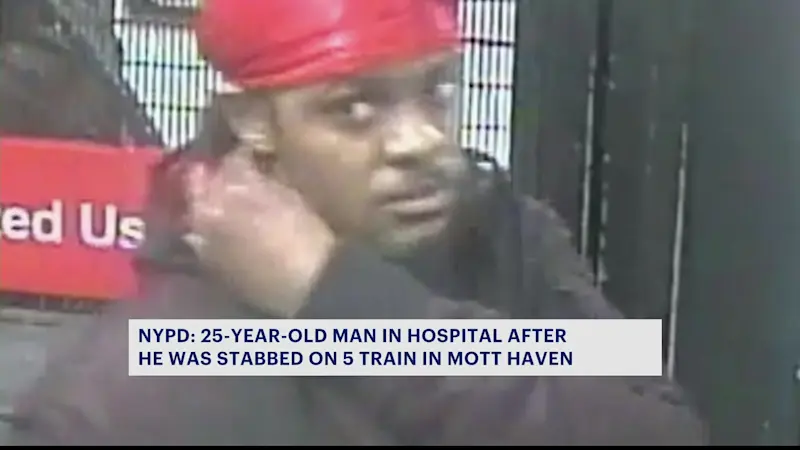 Story image: NYPD: 25-year-old man stabbed on 5 train in Mott Haven; attacker sought