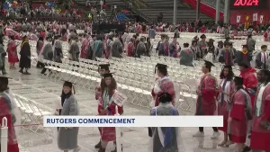 Rutgers University students brave the rain for Class of 2024 graduation ceremony