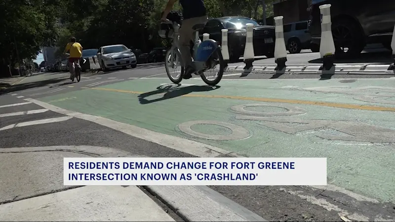 Story image: Crashland – New bike lanes spark safety concerns at Brooklyn intersection