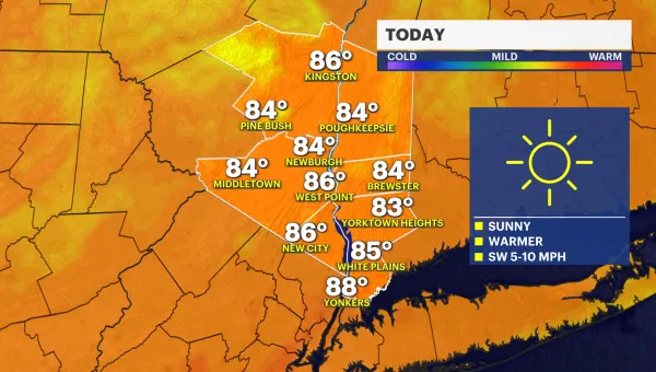 Sunny Sunday in the Hudson Valley; heating up Monday