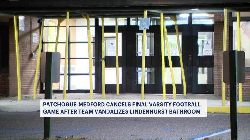 Story image: Superintendent: Patchogue-Medford HS varsity football team forfeits final game of season after vandalism allegations