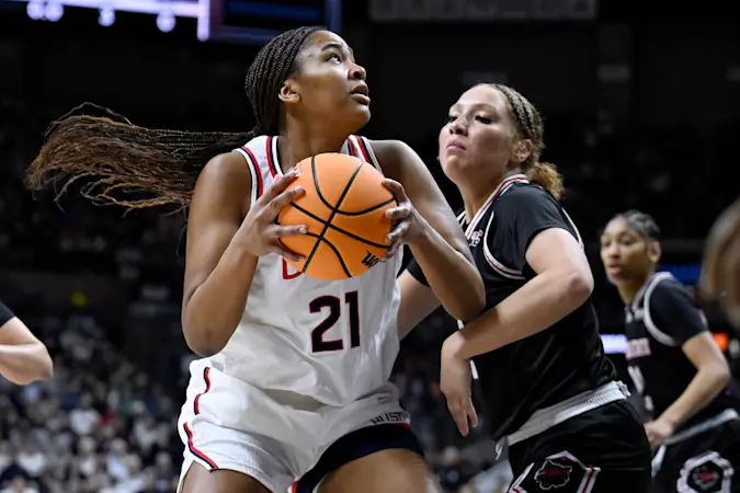 Story image: UConn women rout Arkansas State 103-34 in opener as Fudd has 27 points