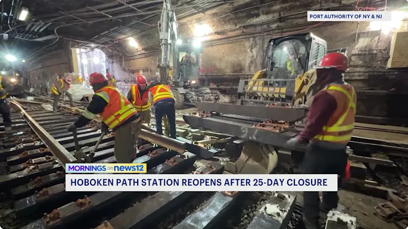 Story image: PATH Hoboken Station reopens following a 25-day closure