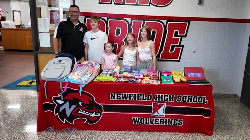 Story image: Lemonade stand with big impact: Suffolk siblings help with back-to-school supplies