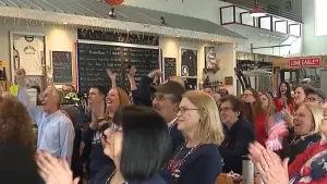 Watch party held at Flemington brewery for local Olympian speed skater