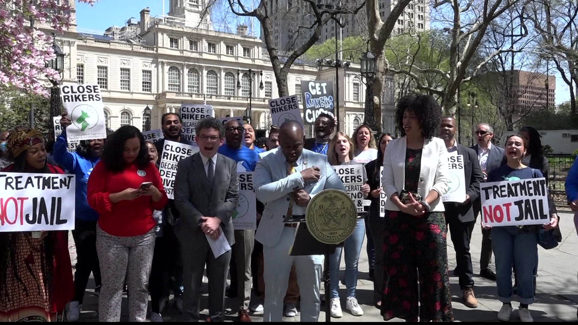 City Council Members Rally To Demand Closure Of Rikers Island