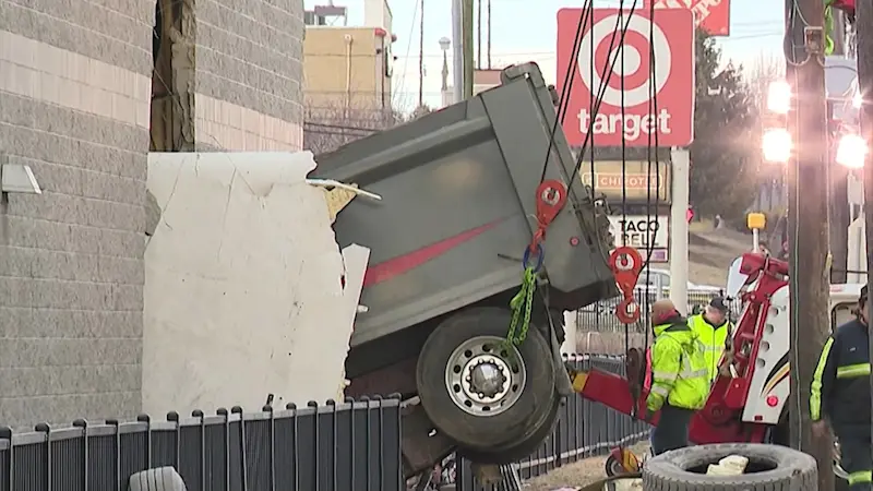 Story image: Police: 6 injured after dump truck crashes into North Bergen Target store