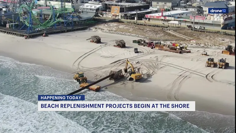 Story image: Beach replenishment begins along Ocean County shoreline