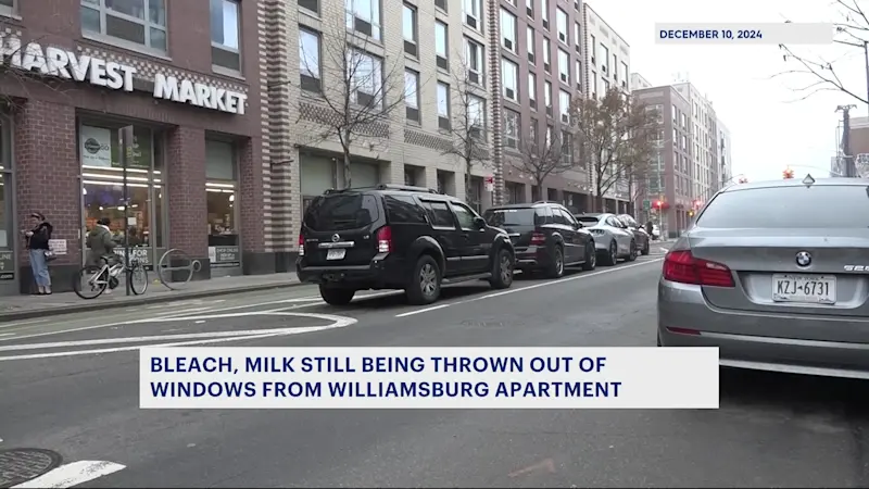 Story image: Residents say bleach still being thrown from window on Kent Avenue