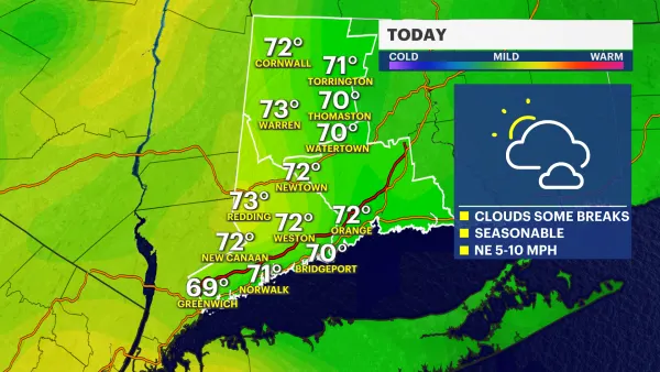 Mostly cloudy skies and mild conditions in Connecticut 