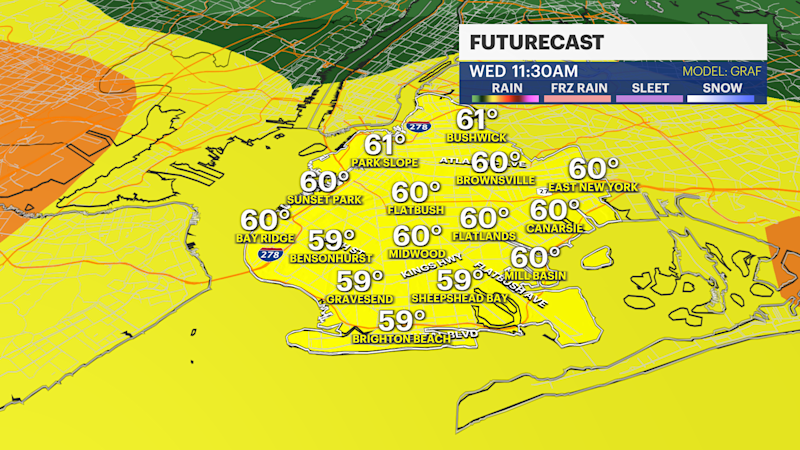 Story image: Rain overnight into Wednesday morning in Brooklyn