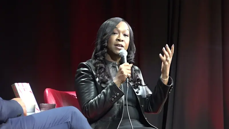 Story image: Award-winning producer Shonda Rhimes speaks at The Westport Library
