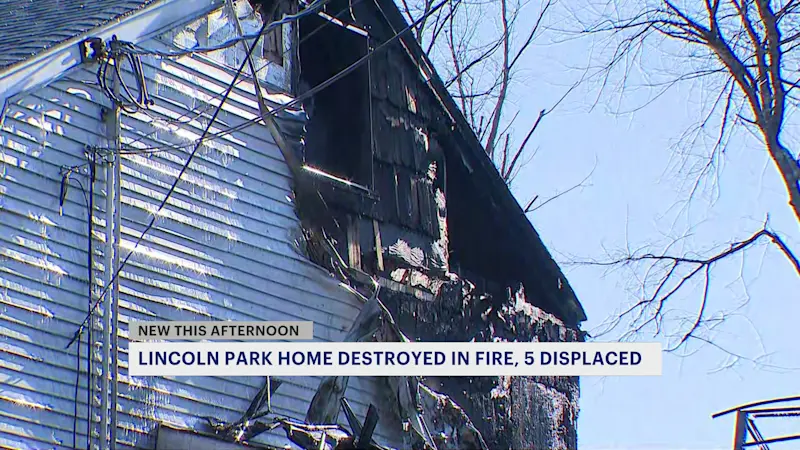 Story image: House fire in Lincoln Park displaces family of 5 and 2 dogs