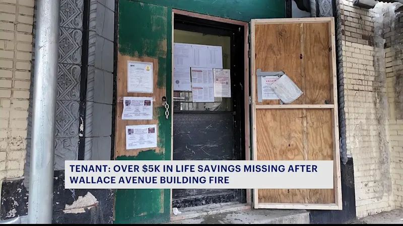 Story image: Tenant claims more than $5,000 in life savings went missing after Wallace Avenue fire