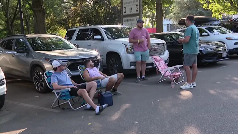 Story image: Excitement builds for Ryder Cup as golfers camp out at Bethpage Black