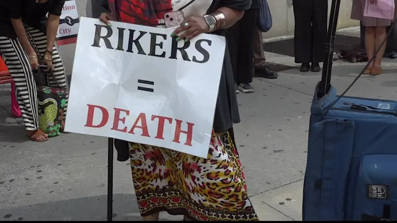 Story image: Advocates rally and offer testimony to Board of Correction meeting following recent deaths at Rikers Island