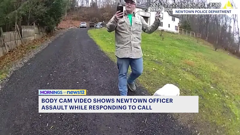 Story image: Bodycam video: Newtown officer assaulted while responding to disturbance