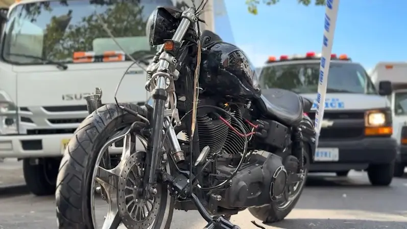 Story image: Man dead after motorcycle crashes into parked unoccupied dump truck in Clinton Hill