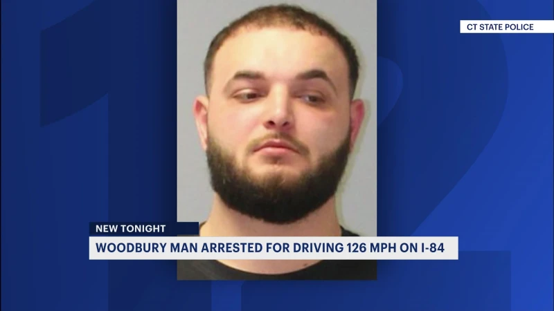 Story image: Police: Woodbury man arrested for driving over 120 mph on I-84 in Southington