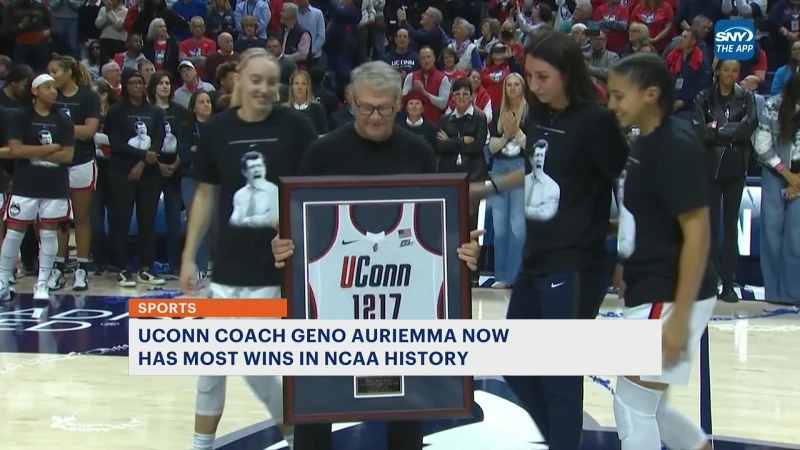 Story image: Uconn women’s basketball coach Geno Auriemma breaks all-time NCAA record for wins