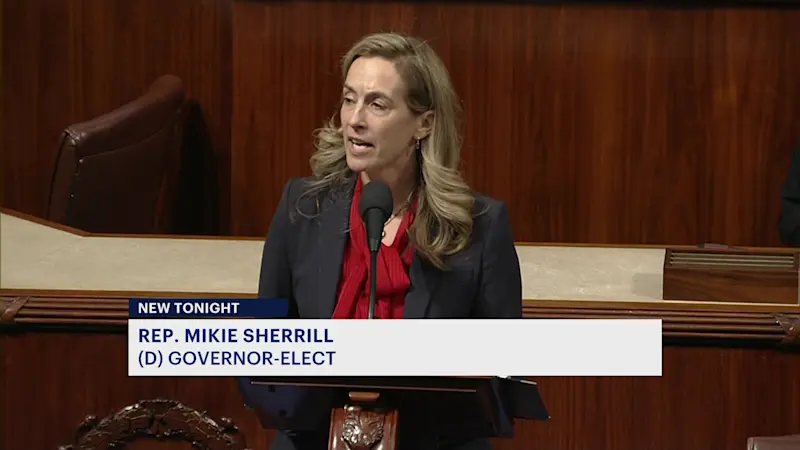 Story image: Gov.-elect Mikie Sherrill delivers last remarks on House floor as congresswoman