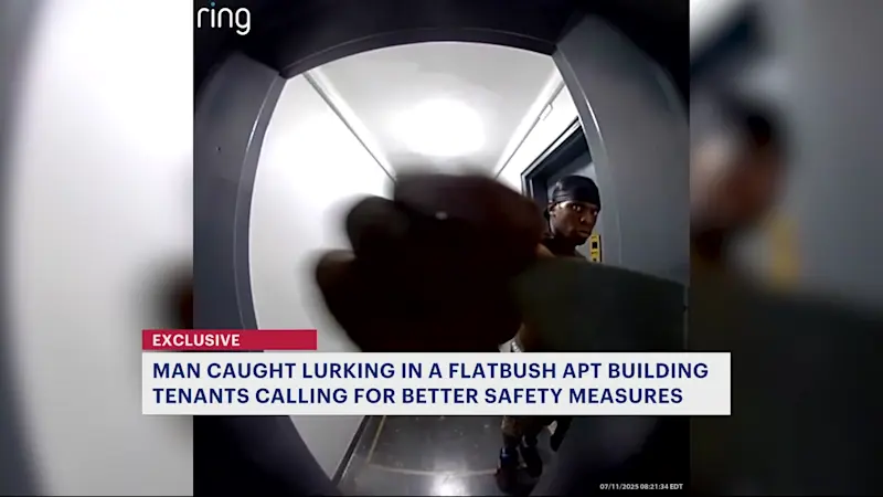 Story image: Flatbush residents demand additional safety measures after man caught on camera lurking in building