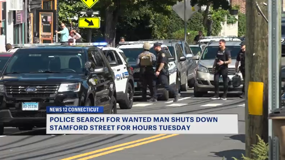 'Loud bangs.' Police search for wanted man shuts down Stamford street for hours Tuesday