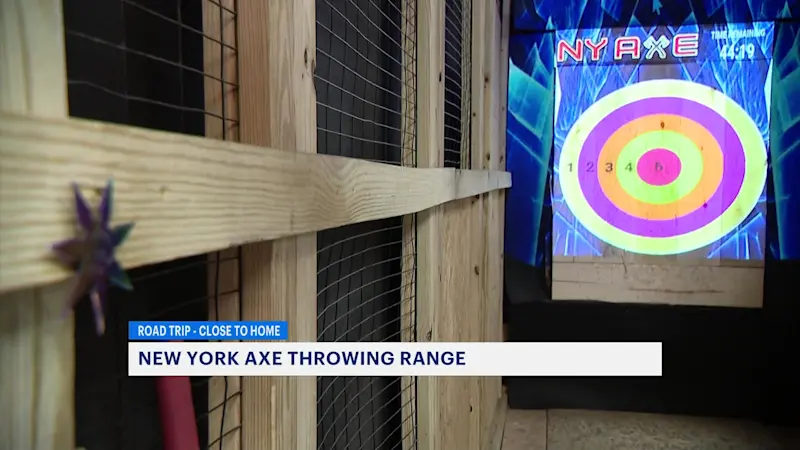 Story image: Try the thrilling experience of ax throwing at New York Axe Throwing in Farmingdale