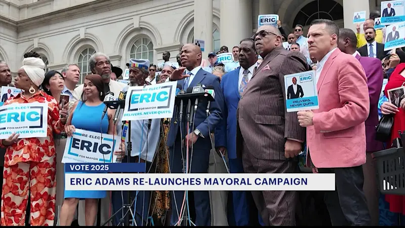 Story image: Adams holds reelection campaign kickoff outside City Hall