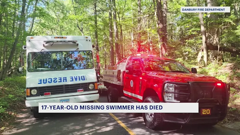 Story image: Police: Missing swimmer found in Danbury pond has died