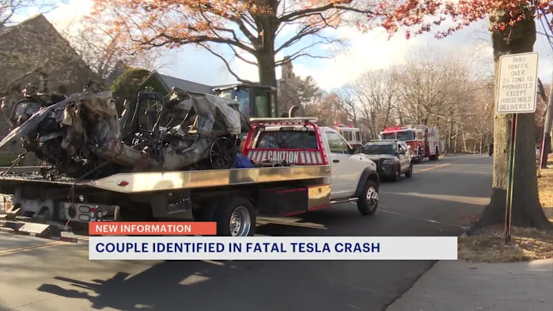 Story image: Police ID victims in fatal Tesla crash in Pelham Manor