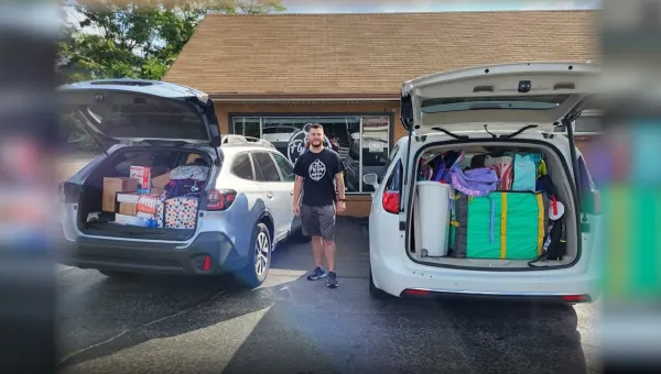 Back-to-school: Father, small business owner collects school supplies at shop for students in need