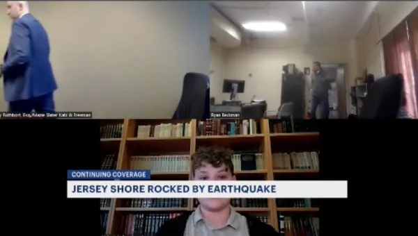 WATCH: News 12 reporter reacts to the earthquake while conducting interview