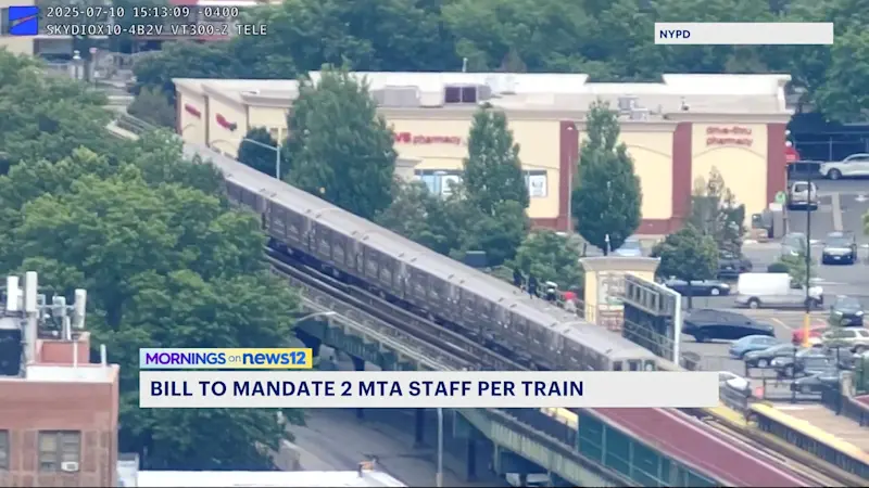 Story image: TWU Local 100 calls for Gov. Hochul to sign bill mandating 2 MTA staffers per train