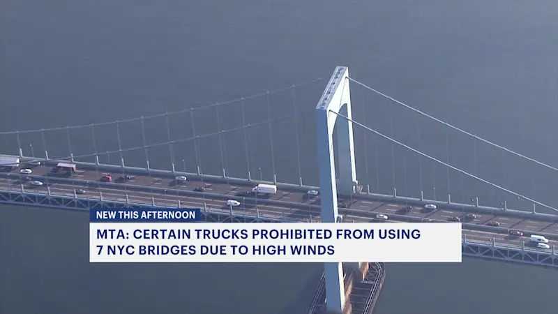 Story image: MTA: Certain trucks prohibited from using 7 NYC bridges due to high winds