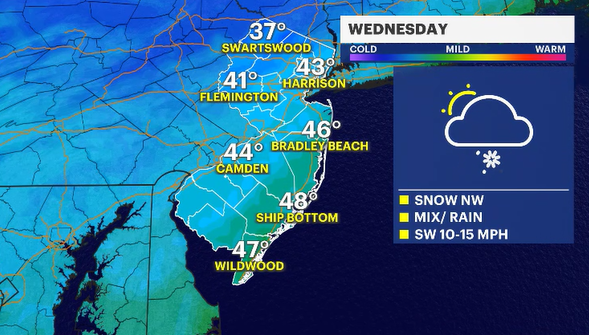 Story image: Cold continues tonight with wintry weather possible for Wednesday evening commute