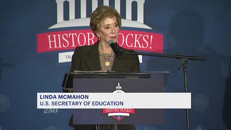 Story image: Education Sec'y McMahon visits Colts Neck Middle School, bringing controversy to the community