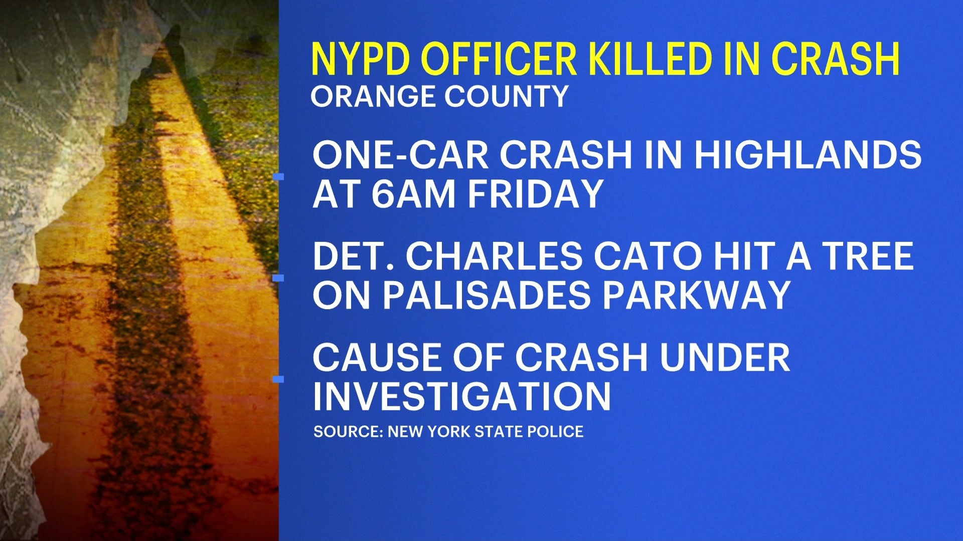 Off-duty NYPD detective from New Windsor killed in Palisades Parkway crash