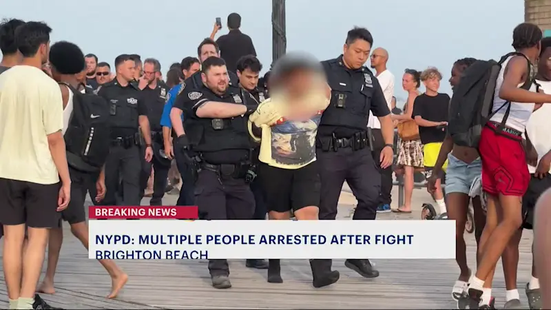 Story image: Caught on Camera: Brighton Beach brawl ends with teens arrested