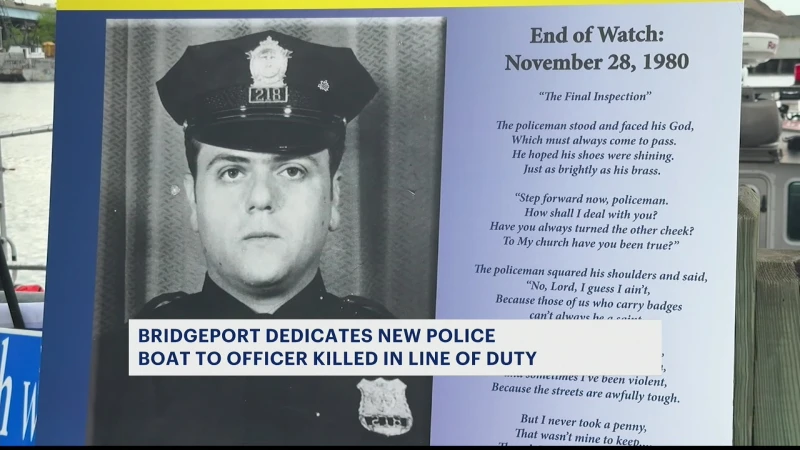 Story image: Bridgeport PD dedicates new police boat to officer killed in line of duty