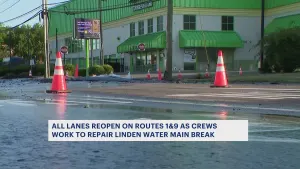Route 1&9 reopens in Linden following 12-inch water main break