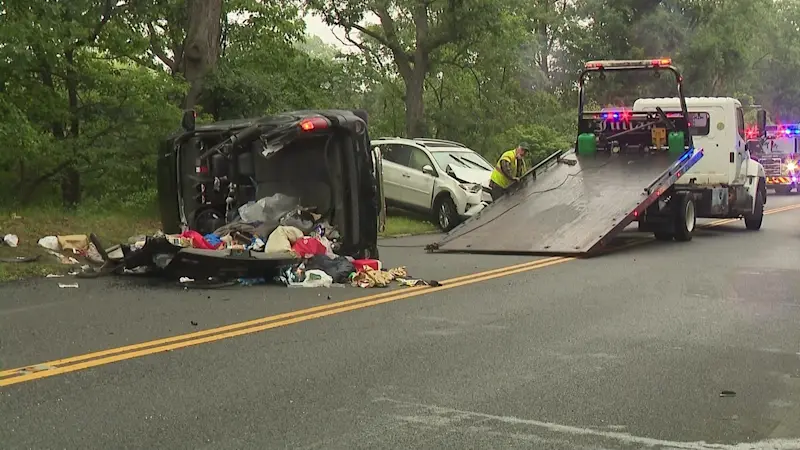 Story image: Dump truck, 6-car crash snarled morning commute in Middlesex County