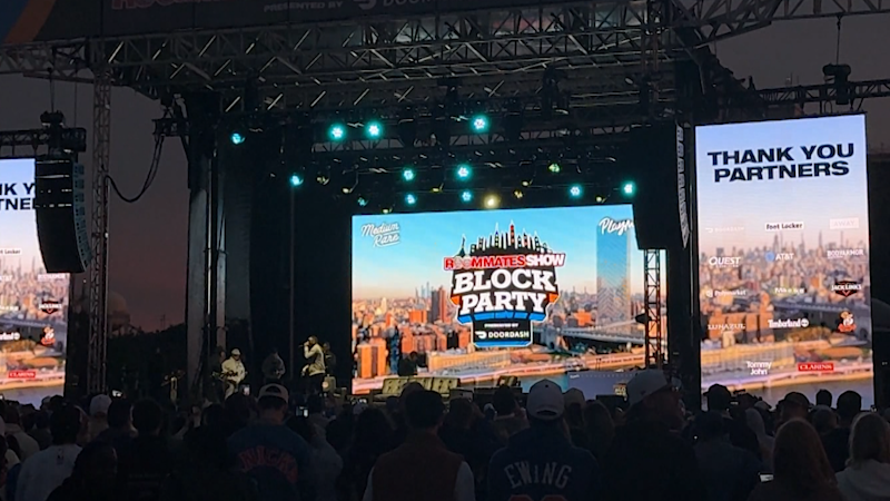 Story image: Knicks champions draw huge crowd as Brunson and Hart host biggest Roommates Show event yet