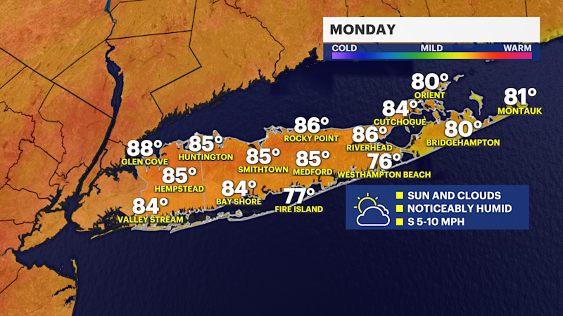 Story image: Heat and humidity lead to early-week storms on Long Island
