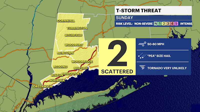 Story image: STORM WATCH: Slight risk of severe storms for Connecticut on Sunday