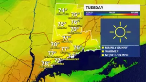 Mild and muggy in Connecticut; rain returns by midweek
